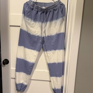 Blue and White Jogger Pants